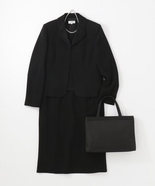 自由区 FORMAL 【高級トリアセテート素材】レベッカBSジョーゼット ジャケット+ワンピース ブラック系