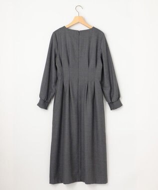 組曲 ウールジョーゼット スリットネックワンピース グレー系