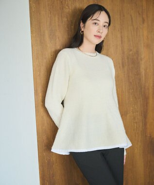 #Newans 【洗える】フレアシルエットチュニックニット ホワイト系
