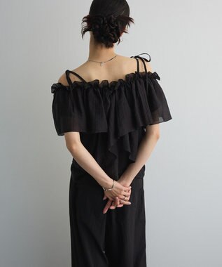 Green Parks マルチＷＡＹオフショルフリルブラウス Black