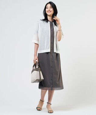 J.PRESS LADIES SHEER LIGHT KNIT ブルゾン オフホワイト系