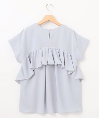 組曲 S 【接触冷感・UVケア】ライトアムンゼンジャージー フリルブラウス ブルーグレー系