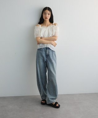 Green Parks マルチＷＡＹオフショルフリルブラウス Off White