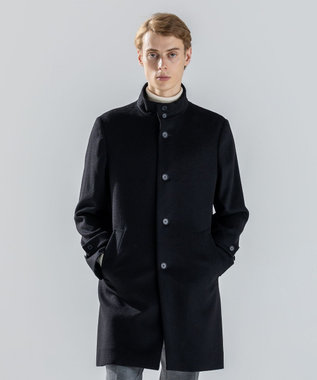 【新素材】ライトウールシャギー　スタンドカラーシングルブレストコート