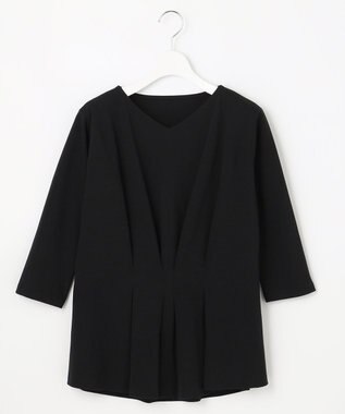 自由区 L 【放湿性/保湿性】イージートップス タックディテール カットソー ブラック系