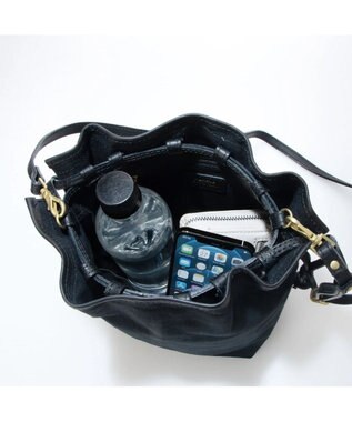 UNBILLION perche パラフィン防水キャンバスドロストショルダーバッグ ブラック