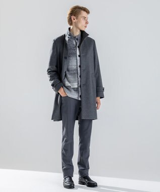 JOSEPH HOMME 【新素材】ライトウールシャギー　スタンドカラーシングルブレストコート グレー系
