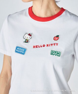 OP／FILA 【Ocean Pacific×ハローキティ】ワッペンリンガーチビTシャツ ホワイト
