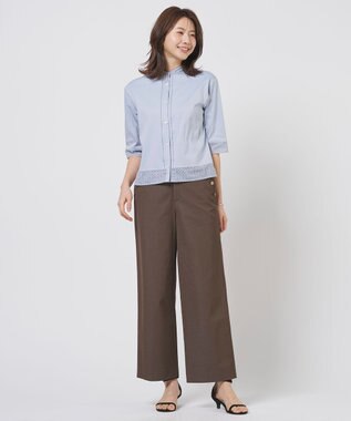 J.PRESS LADIES エンブロコンビ シャツジャージー バンドカラー カットソー グレイッシュブルー系