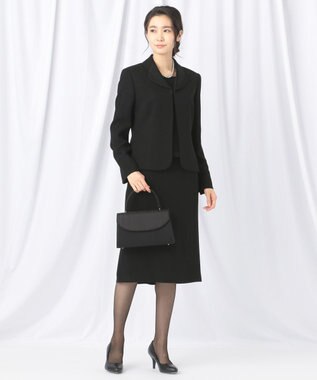 自由区 FORMAL 【高級トリアセテート素材】レベッカBSジョーゼット ジャケット+ワンピース ブラック系