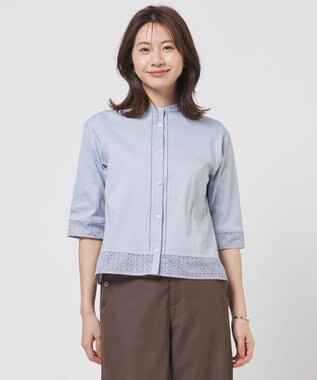  エンブロコンビ シャツジャージー バンドカラー カットソー