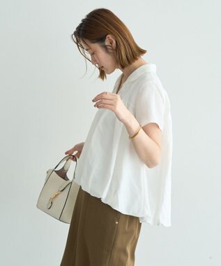 YECCA VECCA 刺繍カラーバルーンヘムブラウス Off White