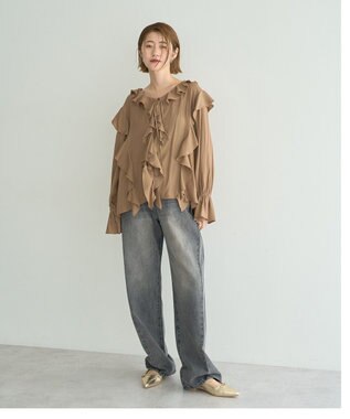 YECCA VECCA ルーズストレートデニムパンツ Gray