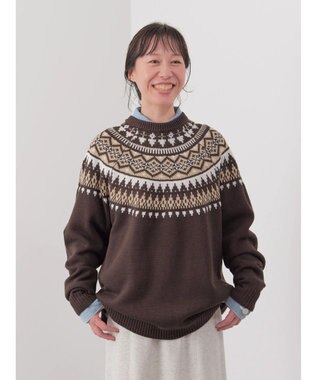 CRAFT STANDARD BOUTIQUE 【男女兼用】求心柄クルーネックニット Brown