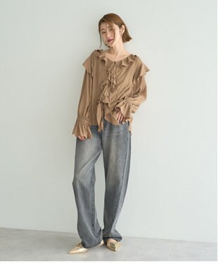 YECCA VECCA ルーズストレートデニムパンツ Gray