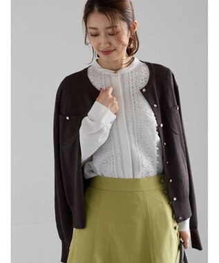 Te chichi ポケットデザインクルーネックカーディガン ブラック