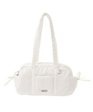 Maison de FLEUR サイドリボンパファーボストンバッグ Ivory