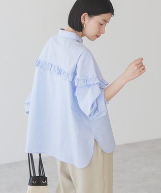 AMERICAN HOLIC イージーケアフリルシャツ Stripe