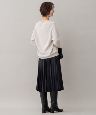 自由区 【洗える】ロイヤルサテン プリーツスカート ネイビー系