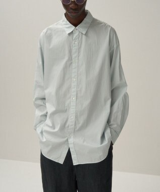ATON COTTON LAWN | オーバーサイズシャツ - UNISEX NAVY