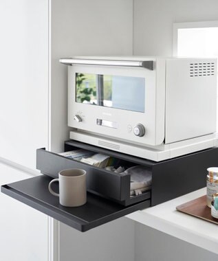 tower ツーウェイ キッチン家電下引き出し&スライドテーブル タワー ブラック ブラック