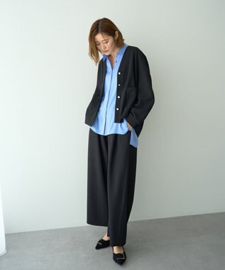 YECCA VECCA 金釦カットジョーゼットカーディガン Black