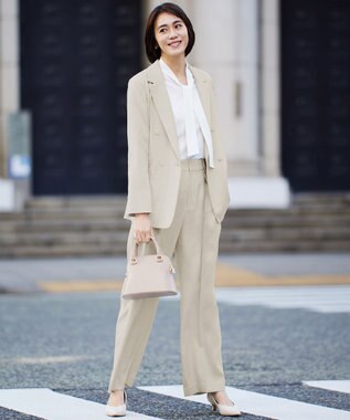 自由区 L 【セットアップ対応・接触冷感・洗える】リネンライクシンセティックワイドストレート パンツ フラックス