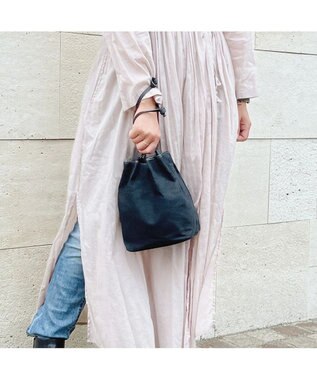 UNBILLION perche パラフィン防水キャンバスドロストショルダーバッグ ブラック