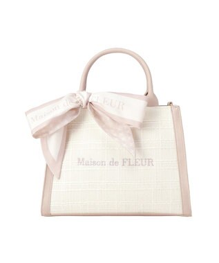 Maison de FLEUR スカーフ付きツイード2Wayバッグ Pink