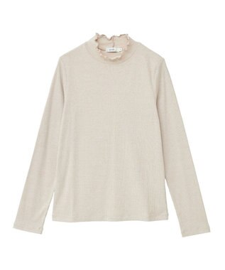 earth music&ecology ラメテレコハイネックプルオーバー Beige