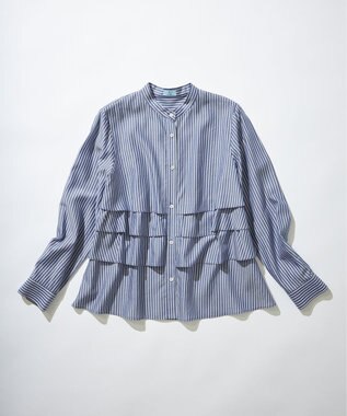 組曲 【WEB限定カラーあり】リヨセルシャーティング ティアードブラウス 【WEB限定】ブルー系9