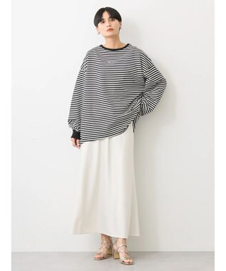 AMERICAN HOLIC 刺繍ロゴミニ裏毛ボートネックチュニック Border