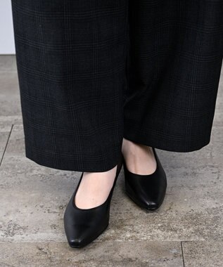 Pointer 【3.5cmヒール】日本製 高級本革ローヒールパンプス ブラック