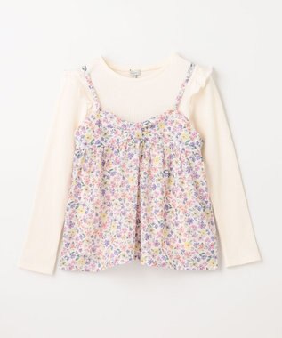 ANY KIDS 花柄キャミセット 長袖 Tシャツ エクリュ×エクリュ系花柄