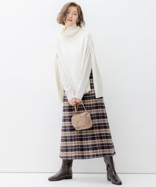 23区 シャギーチェック スカート ブラウンチェック