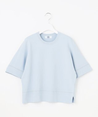 J.PRESS LADIES L 【洗える】RAYON ELITE STRETCH クルーネック ニット サックス系