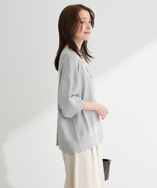 Green Parks ＶネックＺＩＰカーディガン Gray Mixture