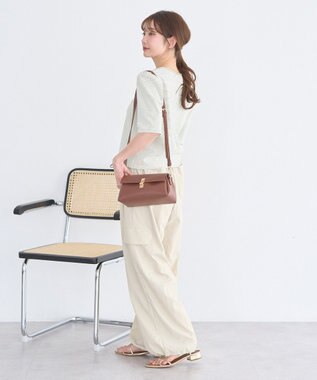earth music&ecology ゴールドボタンボーダーカーディガン Ivory