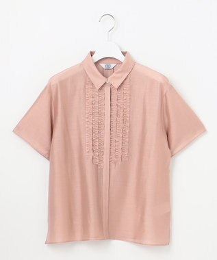 J.PRESS LADIES 【洗える】フリルジャージー ブラウスライク カットソー ピンク系