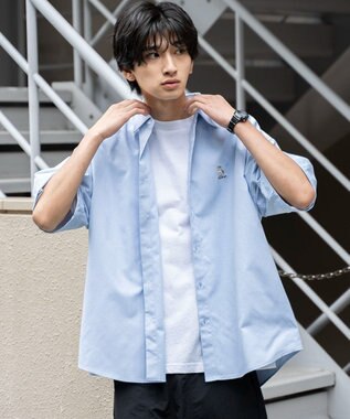 WEGO 【シワになりにくい】イージーケアオックスフォードワンポイントシャツ（S） サックス