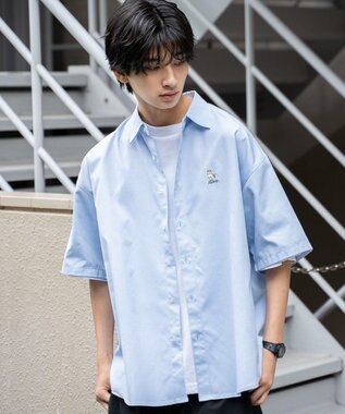 WEGO 【シワになりにくい】イージーケアオックスフォードワンポイントシャツ（S） サックス