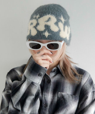 WEGO シャギーキラキラロゴニットキャップ グレー