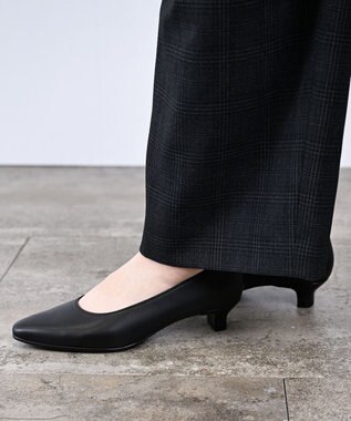 Pointer 【3.5cmヒール】日本製 高級本革ローヒールパンプス ブラック