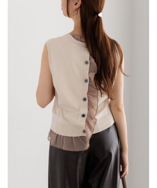 Te chichi シフォンフリルニットベスト ベージュ