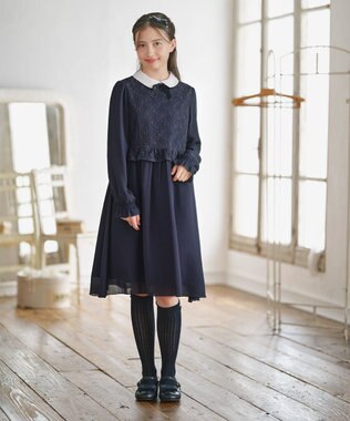 組曲 KIDS 【150-170㎝】 レースワンピース ネイビー