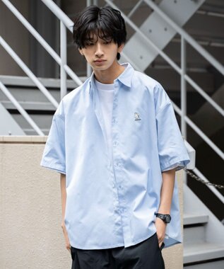 WEGO 【シワになりにくい】イージーケアオックスフォードワンポイントシャツ（S） サックス