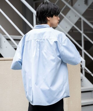 WEGO 【シワになりにくい】イージーケアオックスフォードワンポイントシャツ（S） サックス