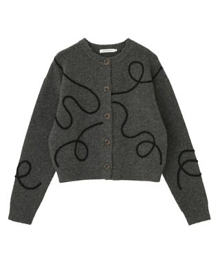AMERICAN HOLIC コード刺繍ショートカーディガン Charcoal Gray