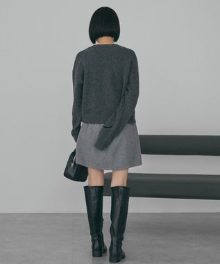 AMERICAN HOLIC コード刺繍ショートカーディガン Charcoal Gray