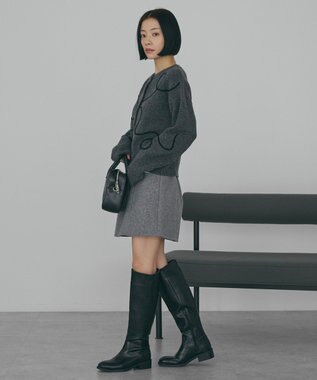 AMERICAN HOLIC コード刺繍ショートカーディガン Charcoal Gray